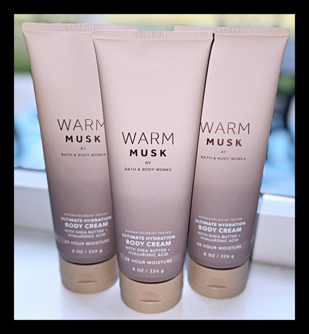 Bath & Body Works Warm Musk 8 oz Ultimate Hydration Body Cream x3